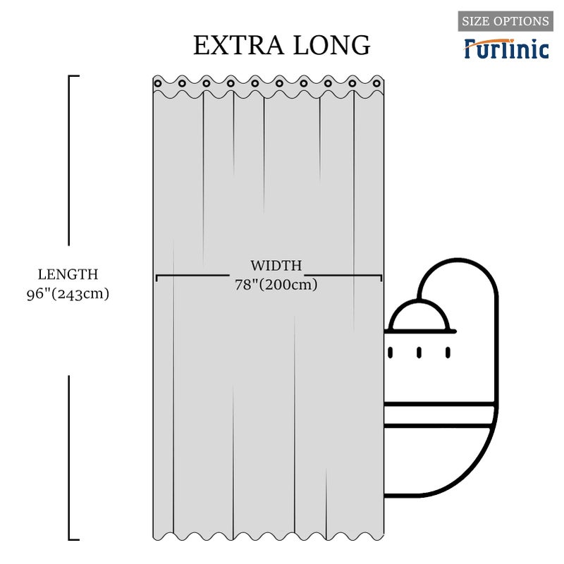 Furlinic Extra Long No Hook Shower Curtain,Polyester Fabric Bathroom Curtains with Mesh Top Window,Waterproof & Mahcine Washable,White,78x96 Inch - Image 5